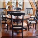 F01. Canadel kitchen table with 6 chairs. 30”h x 48”w Includes 1 20” leaf)